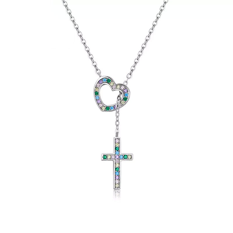 Sterling Silver Love Cross Hypoallergenic Y Necklace