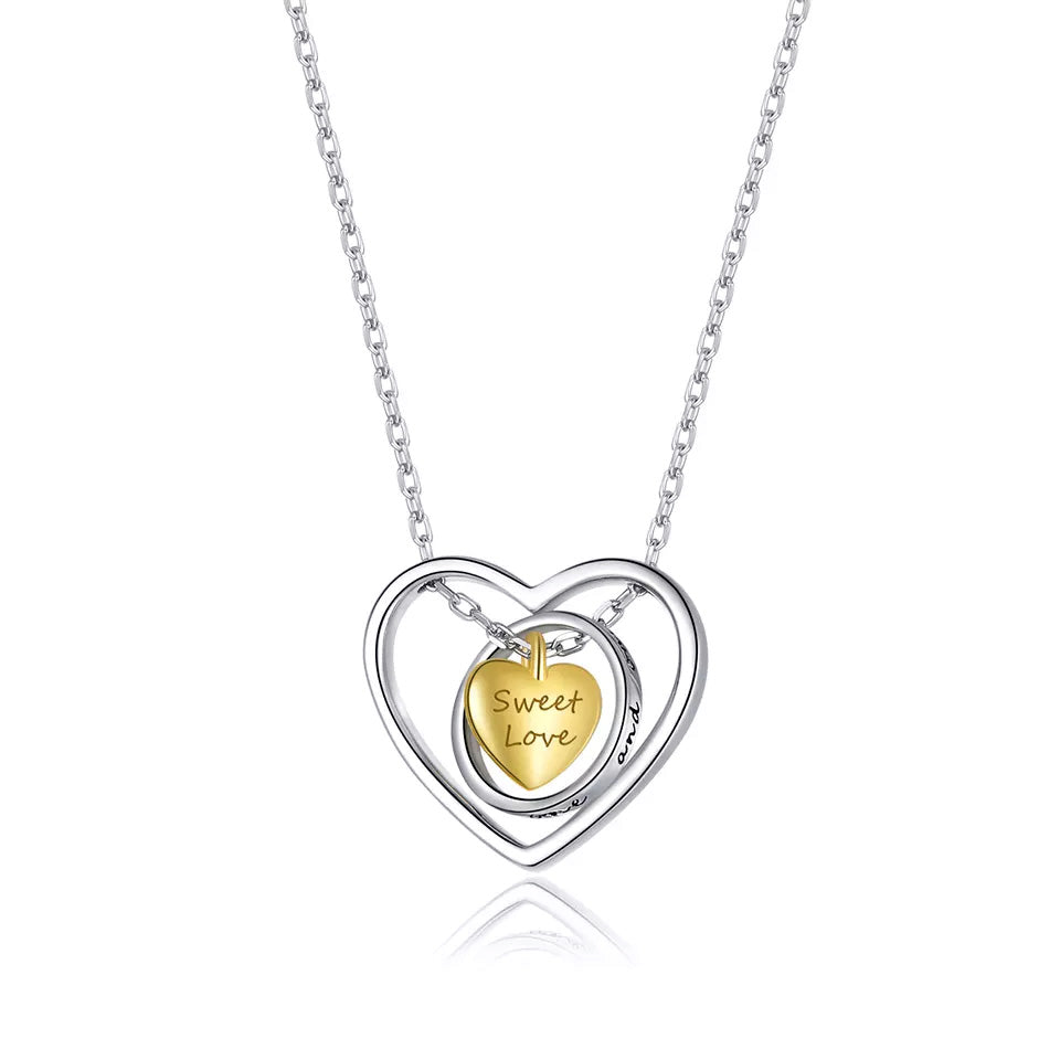 Sterling Silver Love Triple Pendant Hypoallergenic Necklace