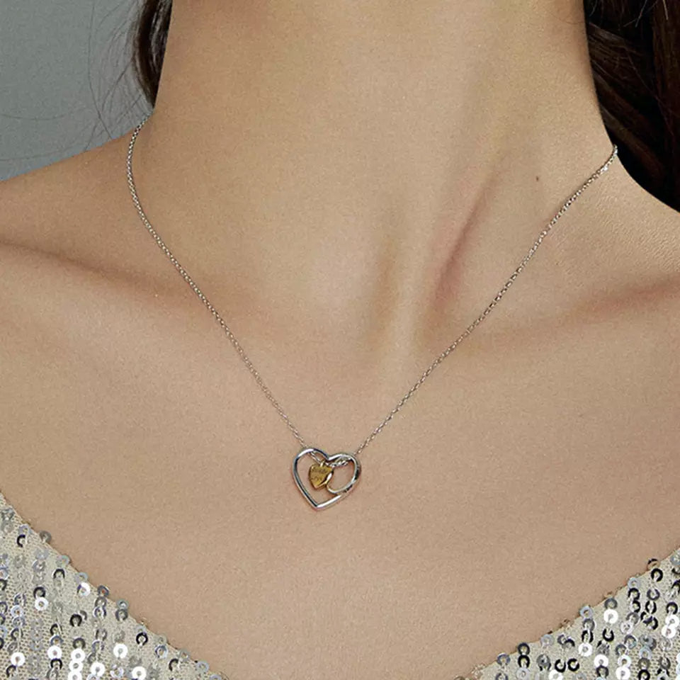 Sterling Silver Love Triple Pendant Hypoallergenic Necklace