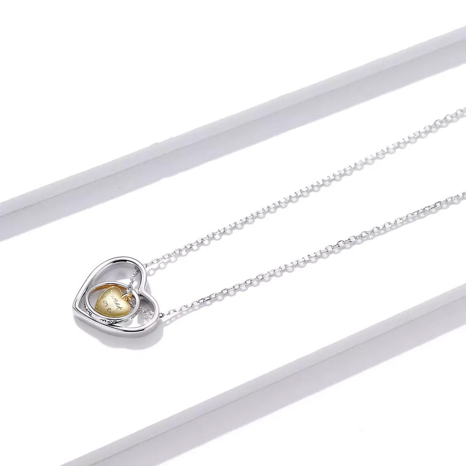Sterling Silver Love Triple Pendant Hypoallergenic Necklace