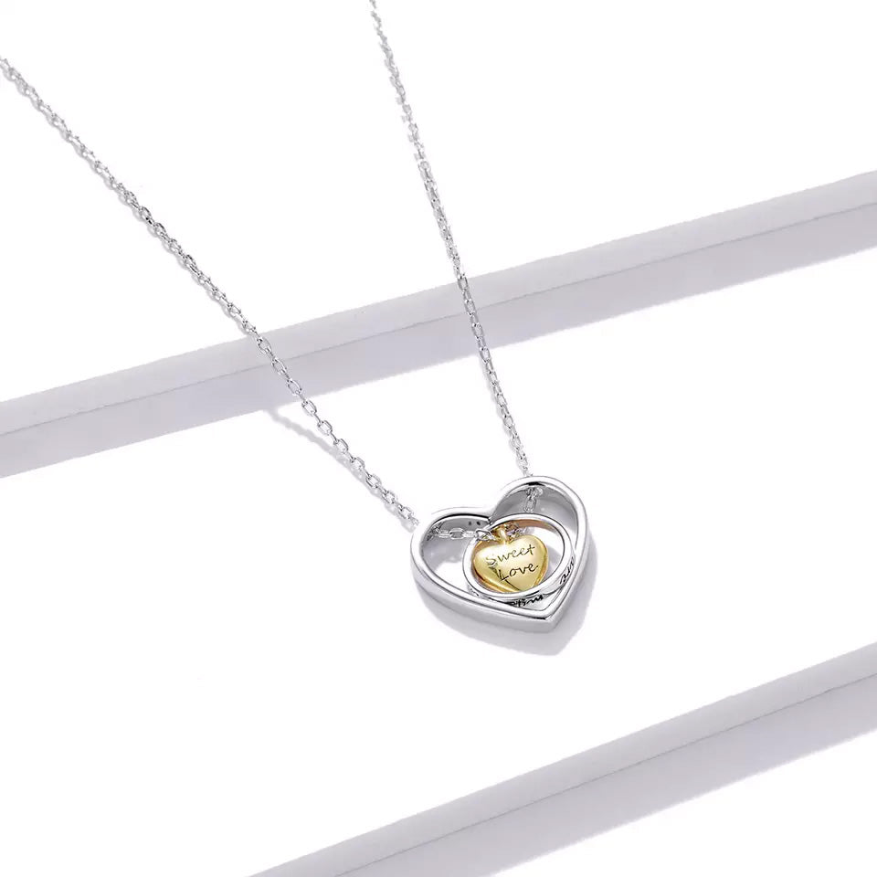 Sterling Silver Love Triple Pendant Hypoallergenic Necklace