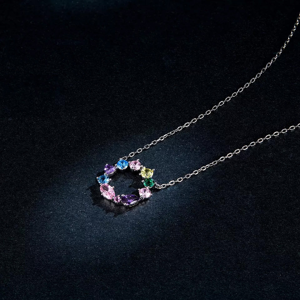 Sterling Silver Colourful Circle Hypoallergenic Necklace