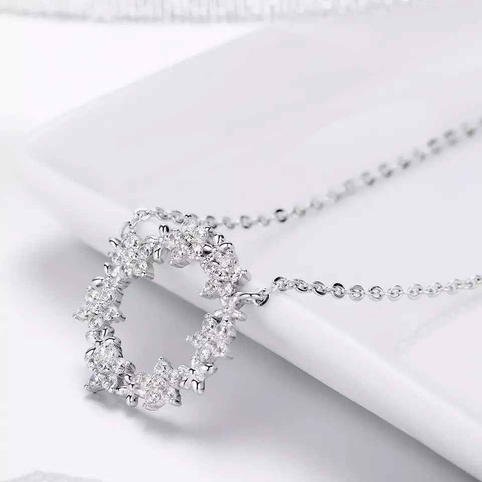 Sterling Silver Wreath Of Flowers Hypoallergenic Necklace