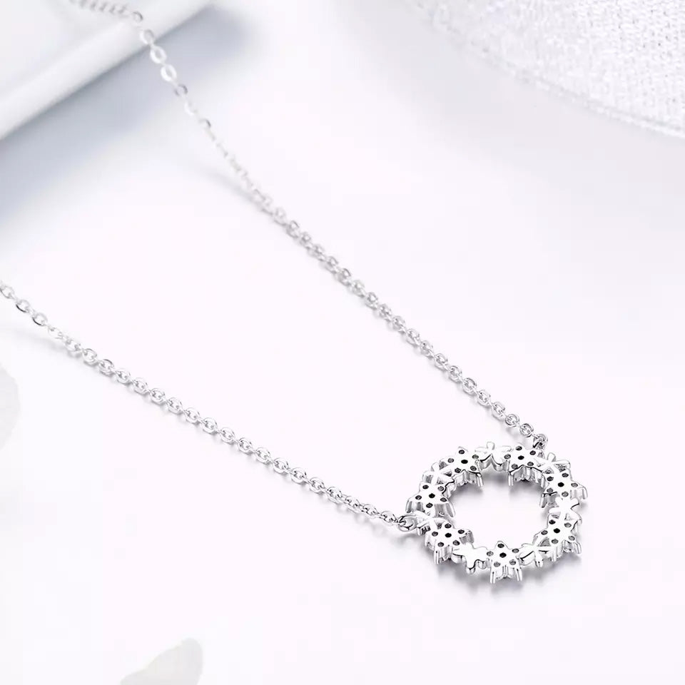 Sterling Silver Wreath Of Flowers Hypoallergenic Necklace