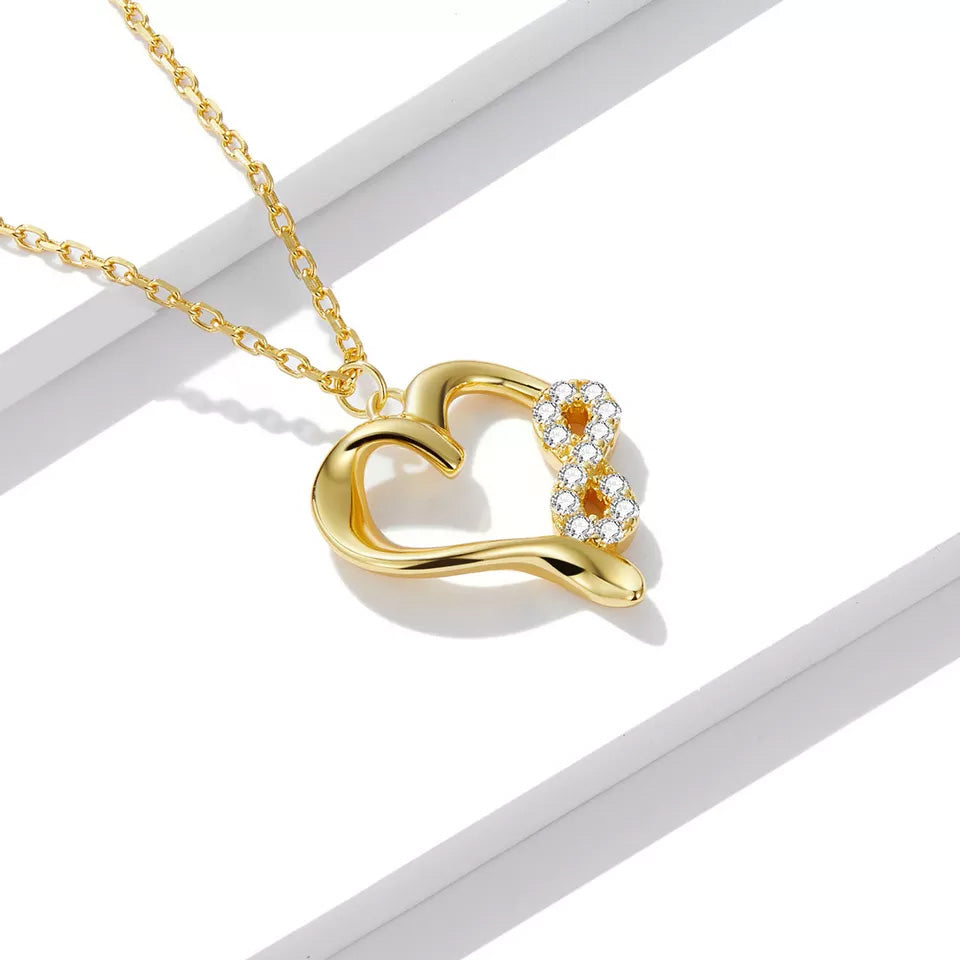 Sterling Silver Infinity Love Heart Hypoallergenic Necklace
