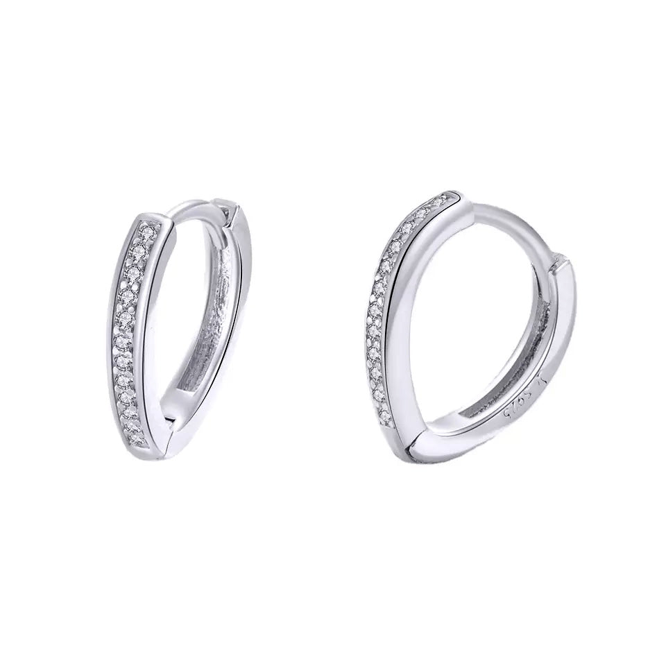 Sterling Silver Oval Hypoallergenic Huggie Earrings