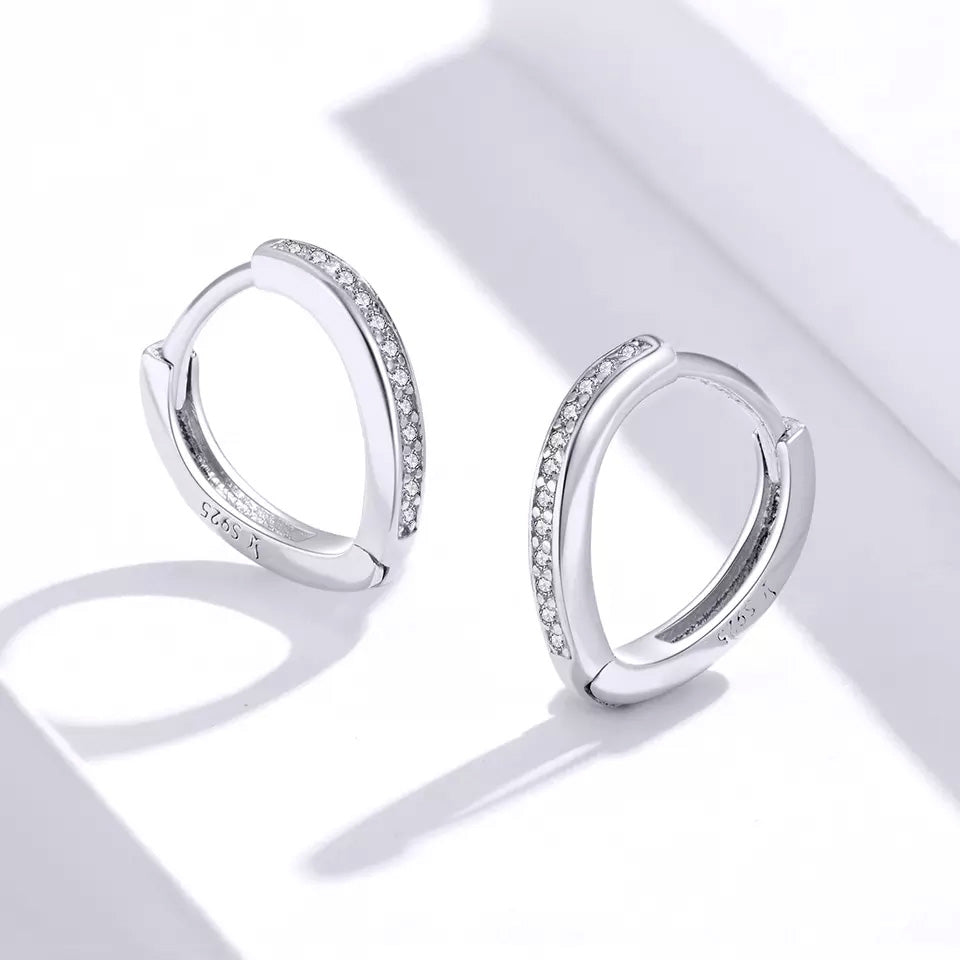 Sterling Silver Oval Hypoallergenic Huggie Earrings