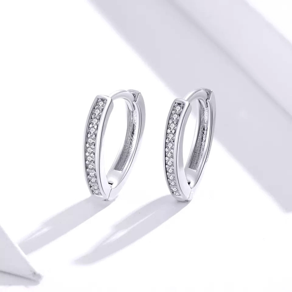 Sterling Silver Oval Hypoallergenic Huggie Earrings