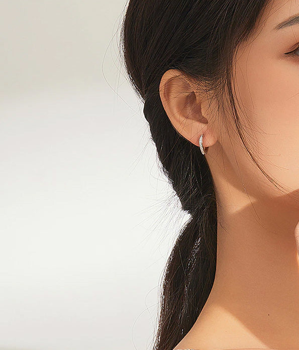 Sterling Silver Oval Hypoallergenic Huggie Earrings