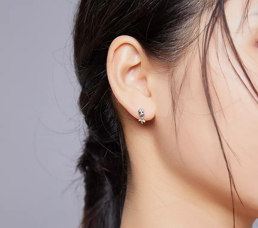 Sterling Silver Happy Nature Hypoallergenic Stud Earrings