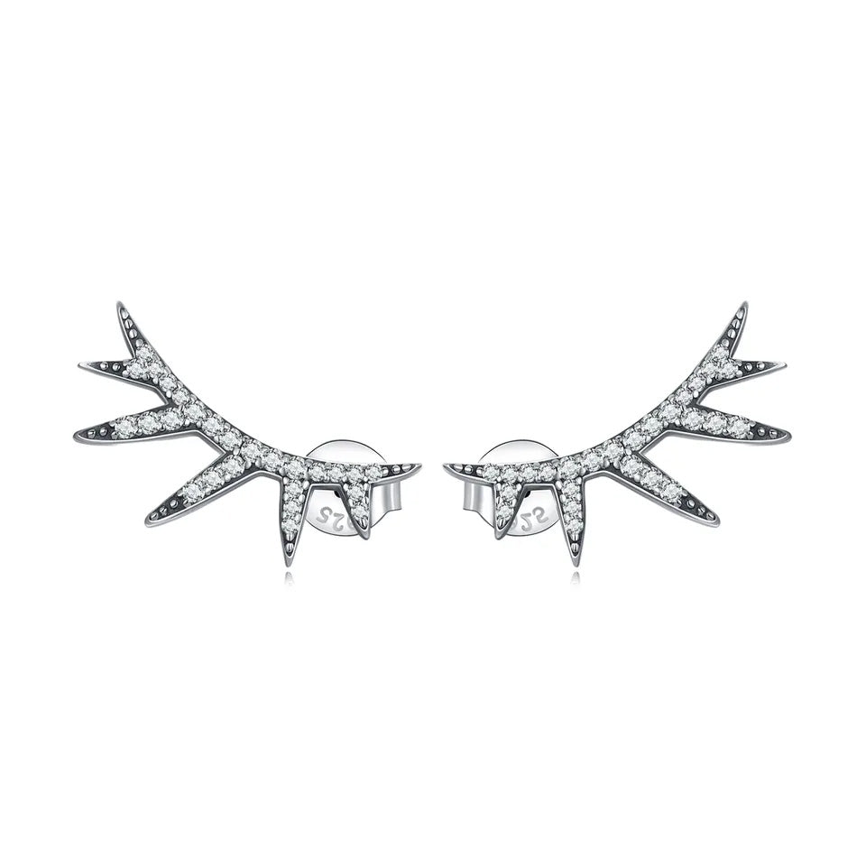Sterling Silver Eyelash Stud Hypoallergenic Earrings