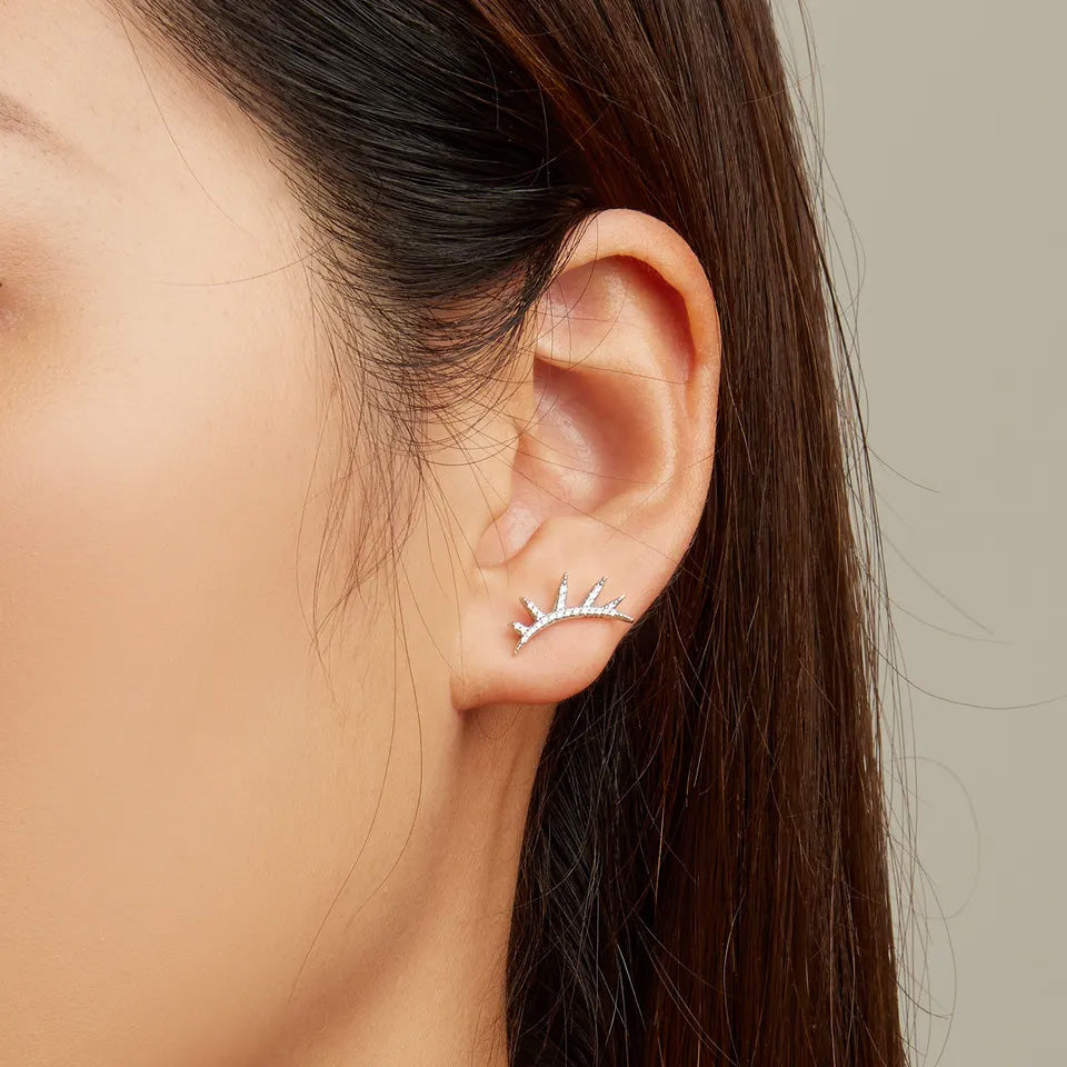 Sterling Silver Eyelash Stud Hypoallergenic Earrings