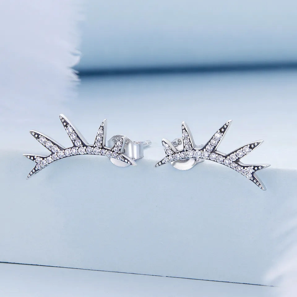 Sterling Silver Eyelash Stud Hypoallergenic Earrings