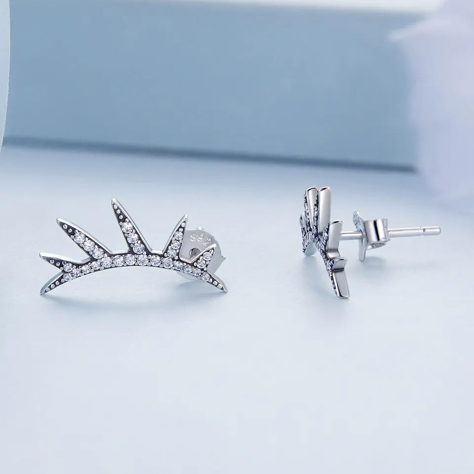 Sterling Silver Eyelash Stud Hypoallergenic Earrings