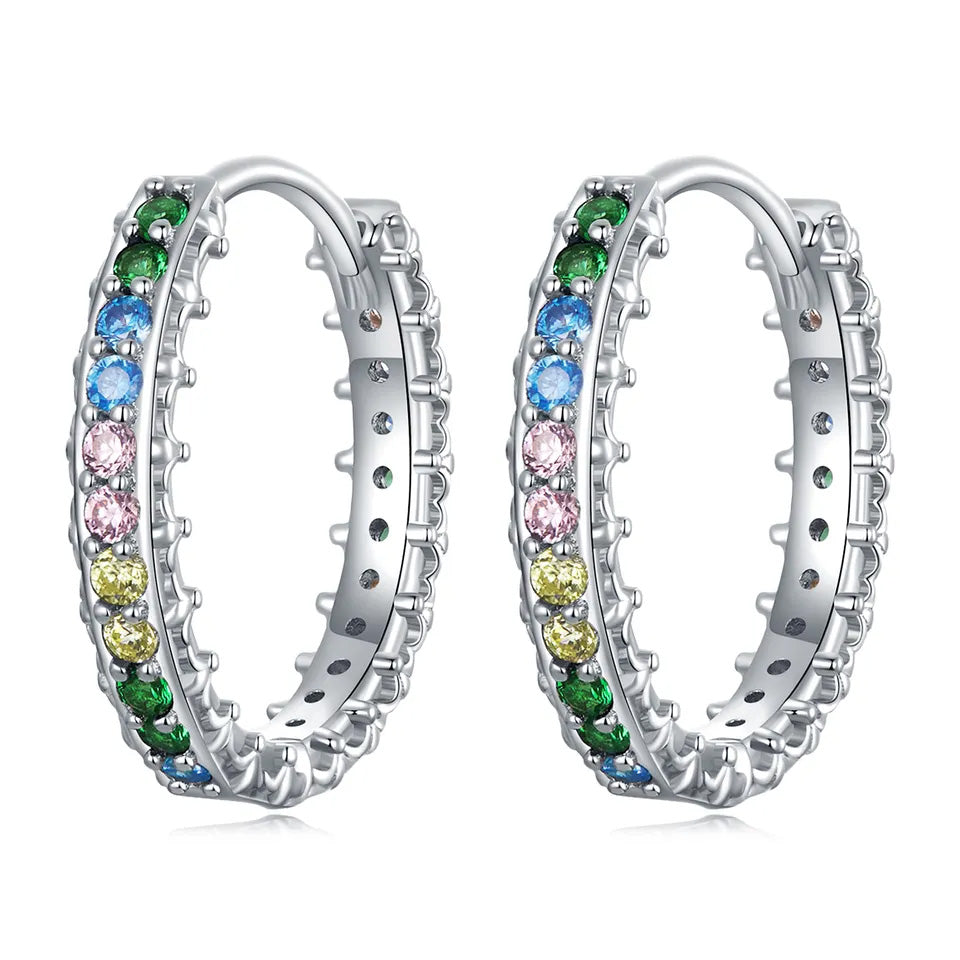 Sterling Silver Colourful Fine Huggie Hypoallergenic Earrings
