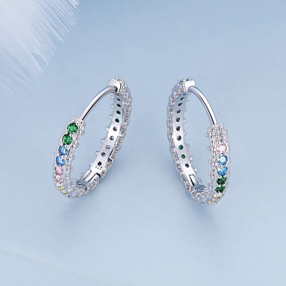 Sterling Silver Colourful Fine Huggie Hypoallergenic Earrings