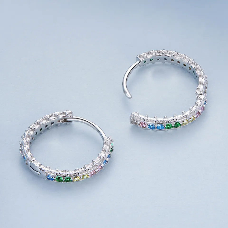 Sterling Silver Colourful Fine Huggie Hypoallergenic Earrings