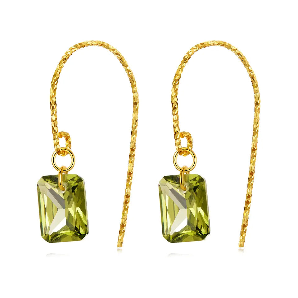 Sterling Silver Green CZ Hook Hypoallergenic Earrings