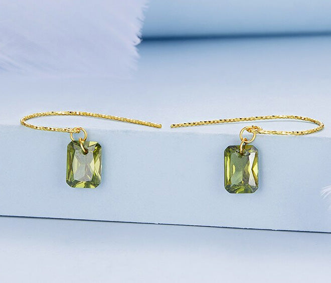 Sterling Silver Green CZ Hook Hypoallergenic Earrings