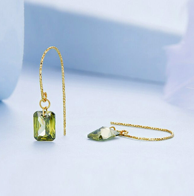 Sterling Silver Green CZ Hook Hypoallergenic Earrings