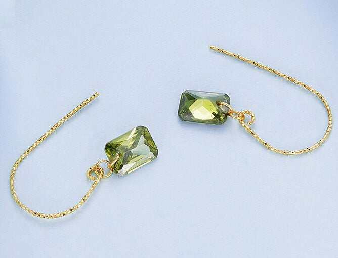Sterling Silver Green CZ Hook Hypoallergenic Earrings