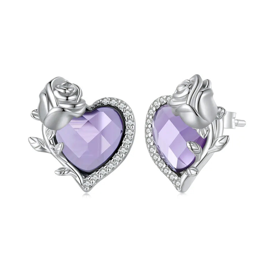 Sterling Silver Love Rose Stud Hypoallergenic Earrings
