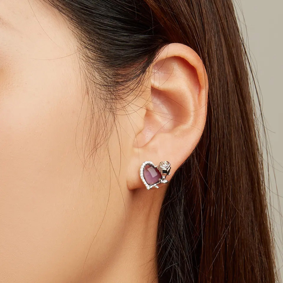 Sterling Silver Love Rose Stud Hypoallergenic Earrings