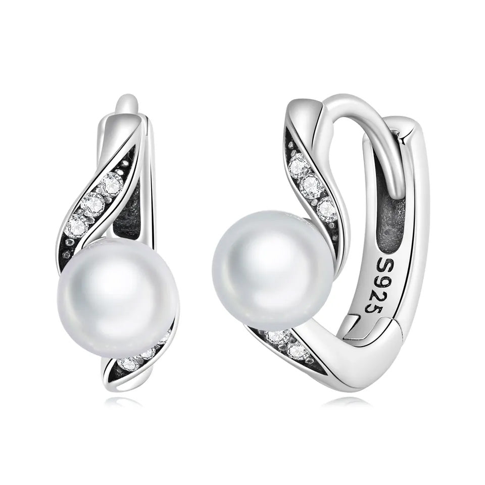 Sterling Silver Stylish Pear Huggie Hypoallergenic Earrings