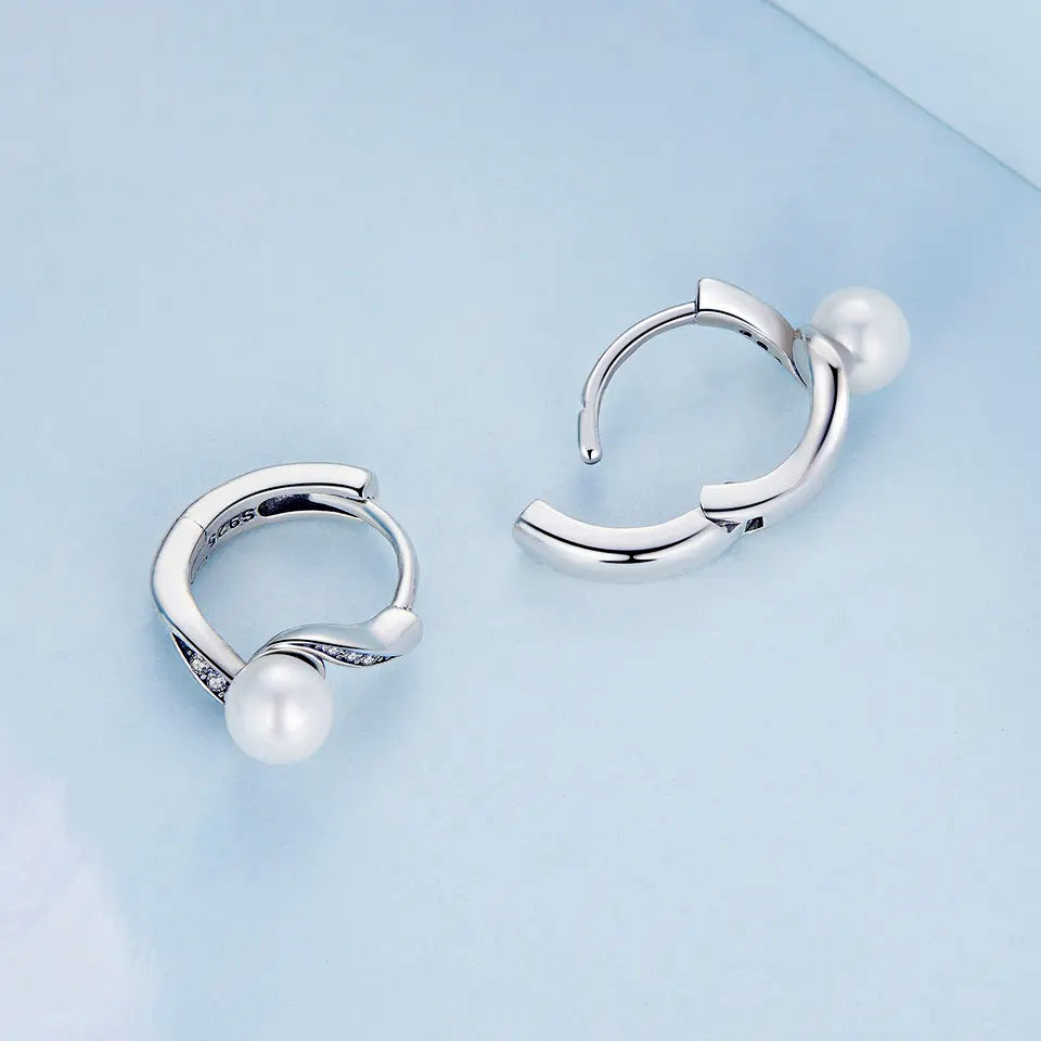 Sterling Silver Stylish Pear Huggie Hypoallergenic Earrings