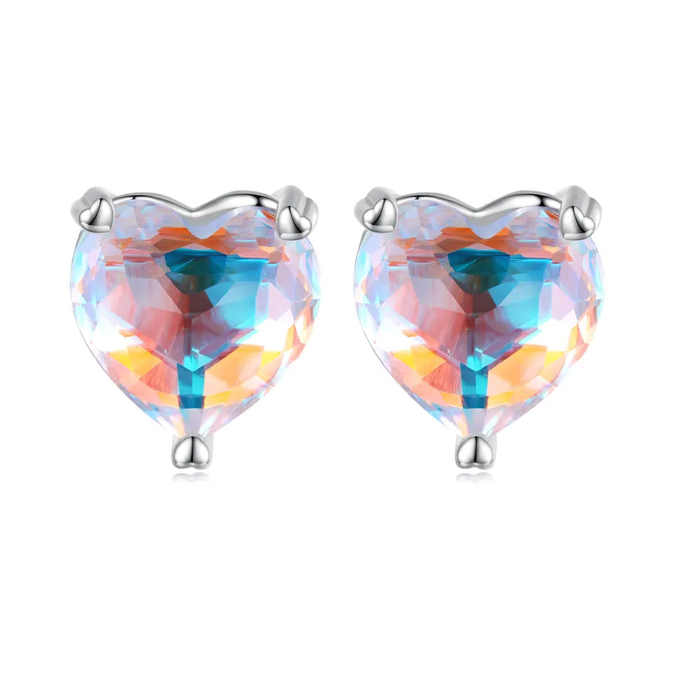 Sterling Silver Love Symphony Glass Stud Hypoallergenic Earrings