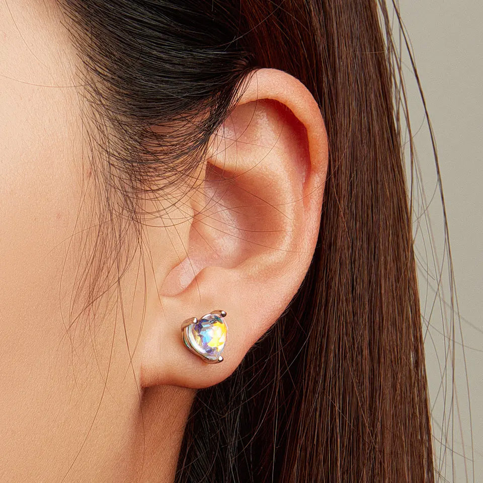 Sterling Silver Love Symphony Glass Stud Hypoallergenic Earrings