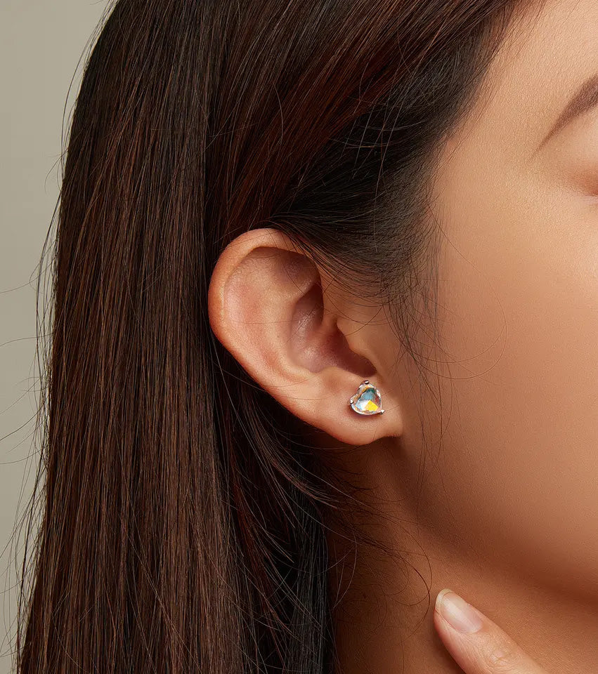 Sterling Silver Love Symphony Glass Stud Hypoallergenic Earrings