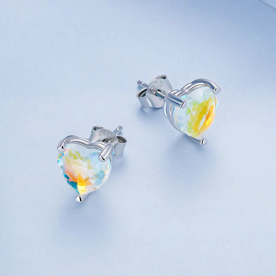 Sterling Silver Love Symphony Glass Stud Hypoallergenic Earrings
