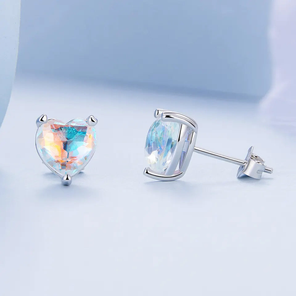 Sterling Silver Love Symphony Glass Stud Hypoallergenic Earrings