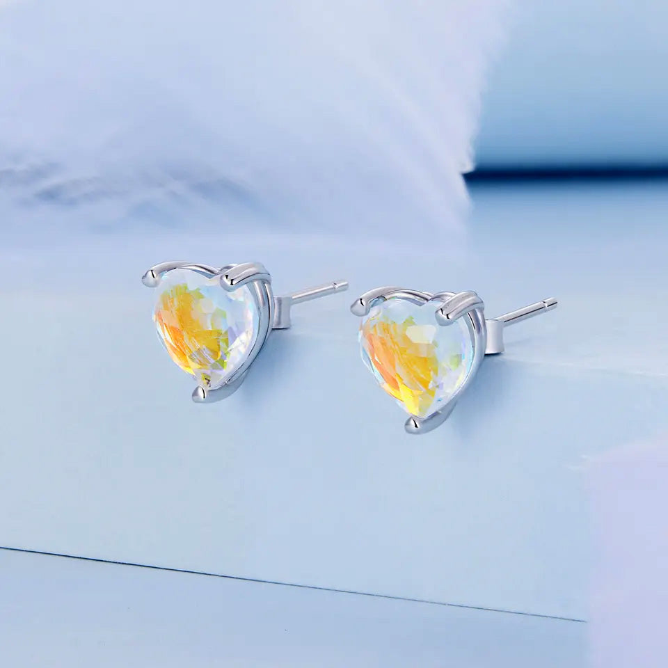 Sterling Silver Love Symphony Glass Stud Hypoallergenic Earrings