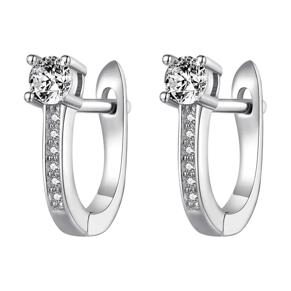 Sterling Silver Shiny Square Huggie Hypoallergenic Earrings
