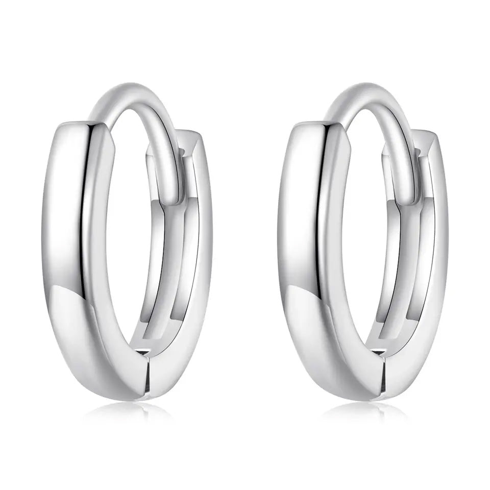 Sterling Silver Simple Huggie Hypoallergenic Earrings