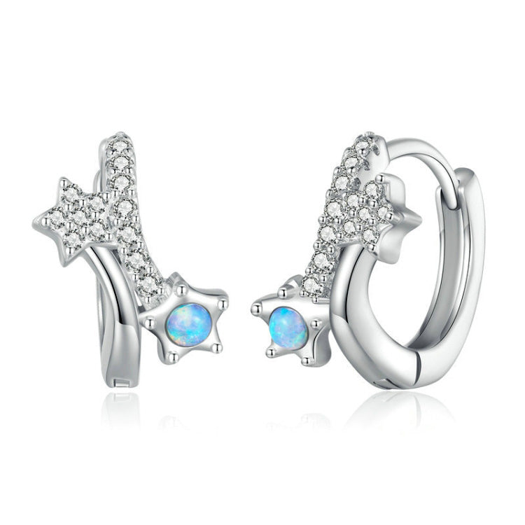 Sterling Silver Shooting Star Huggie Hypoallergenic Earrings