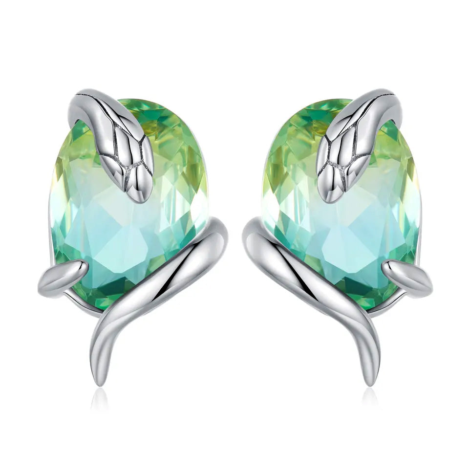 Sterling Silver Snake Treasure Stud Hypoallergenic Earrings