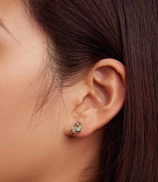 Sterling Silver Snake Treasure Stud Hypoallergenic Earrings