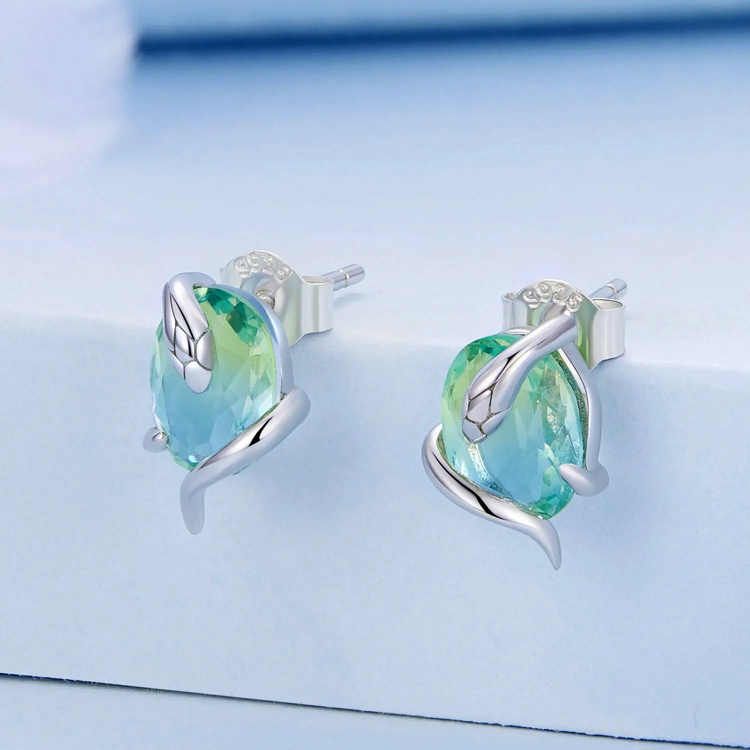 Sterling Silver Snake Treasure Stud Hypoallergenic Earrings