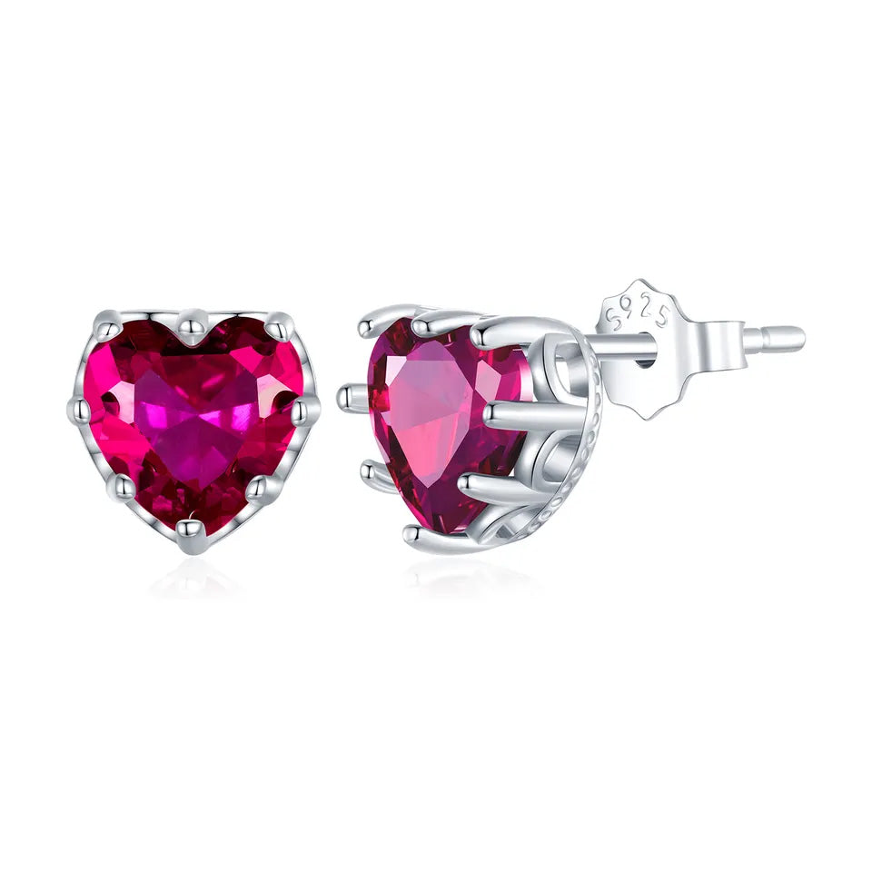 Sterling Silver Sacred Heart Stud Hypoallergenic Earrings