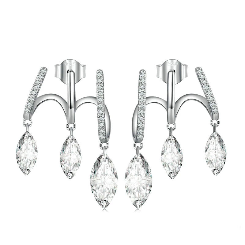 Sterling Silver Fine Fringe CZ Stud Hypoallergenic Earrings