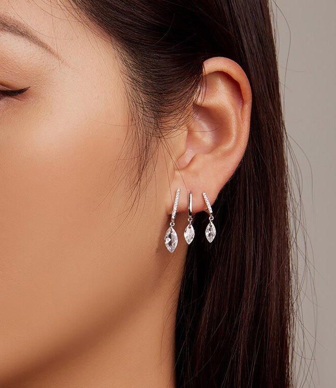 Sterling Silver Fine Fringe CZ Stud Hypoallergenic Earrings