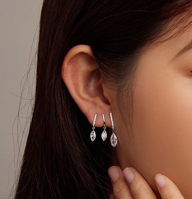 Sterling Silver Fine Fringe CZ Stud Hypoallergenic Earrings