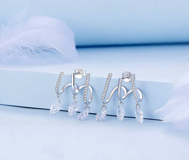 Sterling Silver Fine Fringe CZ Stud Hypoallergenic Earrings