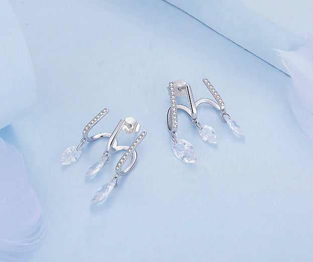 Sterling Silver Fine Fringe CZ Stud Hypoallergenic Earrings