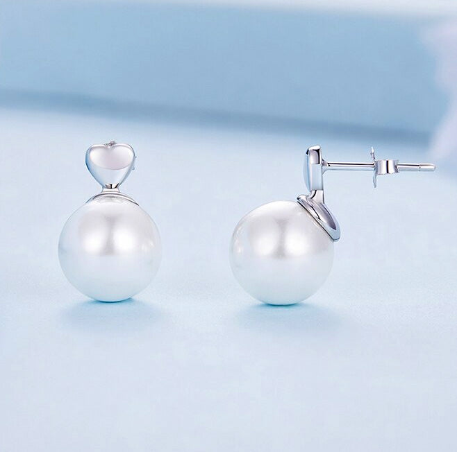 Sterling Silver Lovely Pearl Stud Hypoallergenic Earrings