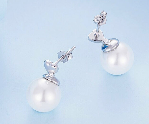 Sterling Silver Lovely Pearl Stud Hypoallergenic Earrings