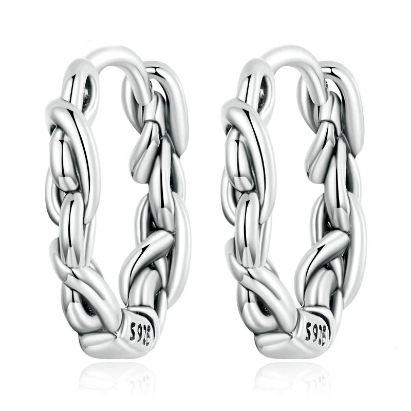 Sterling Silver Twisted Knot Huggie Hypoallergenic Earrings